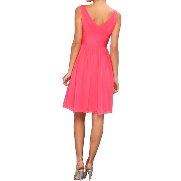 Donna Morgan Coral Orange 100% Silk Chiffon Sleeveless Event Dress Size 10 - Picture 2 of 13